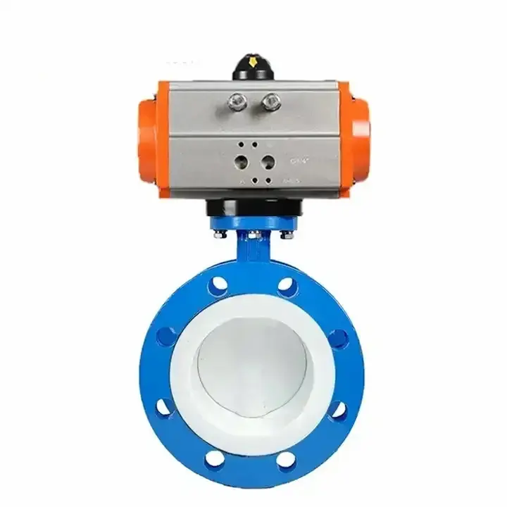 FAT-D-CF Pneumatic Stainless Steel Flanged PTFE Fluorine Lining Butterfly Valve