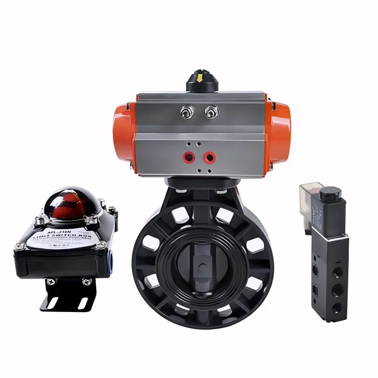 FAT-D-PP Pneumatic UPVC Plastic Butterfly Valve