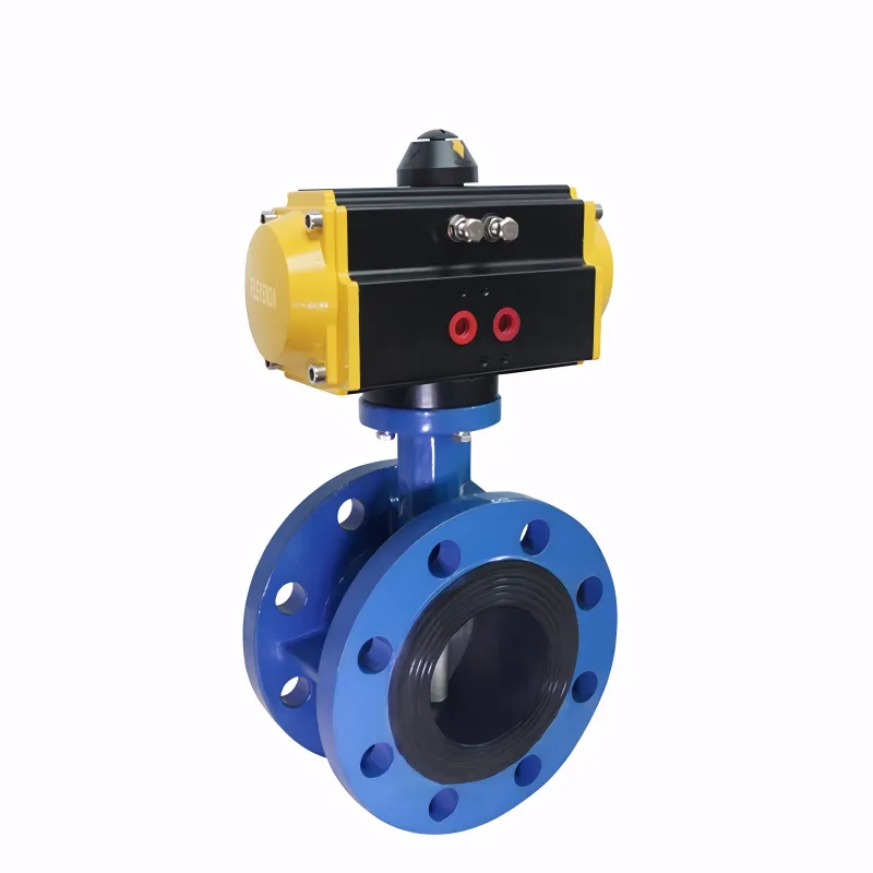 FAT-D-CEF Pneumatic Stainless Steel Flanged PTFE Butterfly Valve