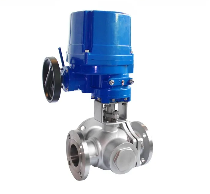 Electric Actuator 3 Way Flange Ball Valve