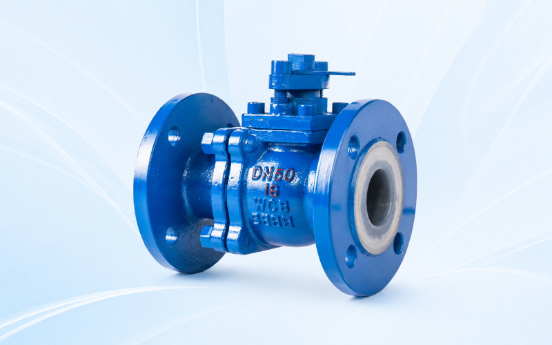 PTFE lined ball valve for sulfuric acid pipeline corrosion-resistant flow control