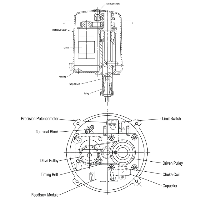381LSC linear electric actuator outline drawing