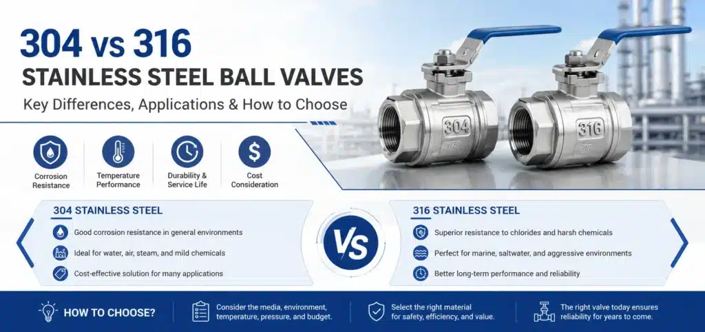 304 and 316 stainless steel ball valve