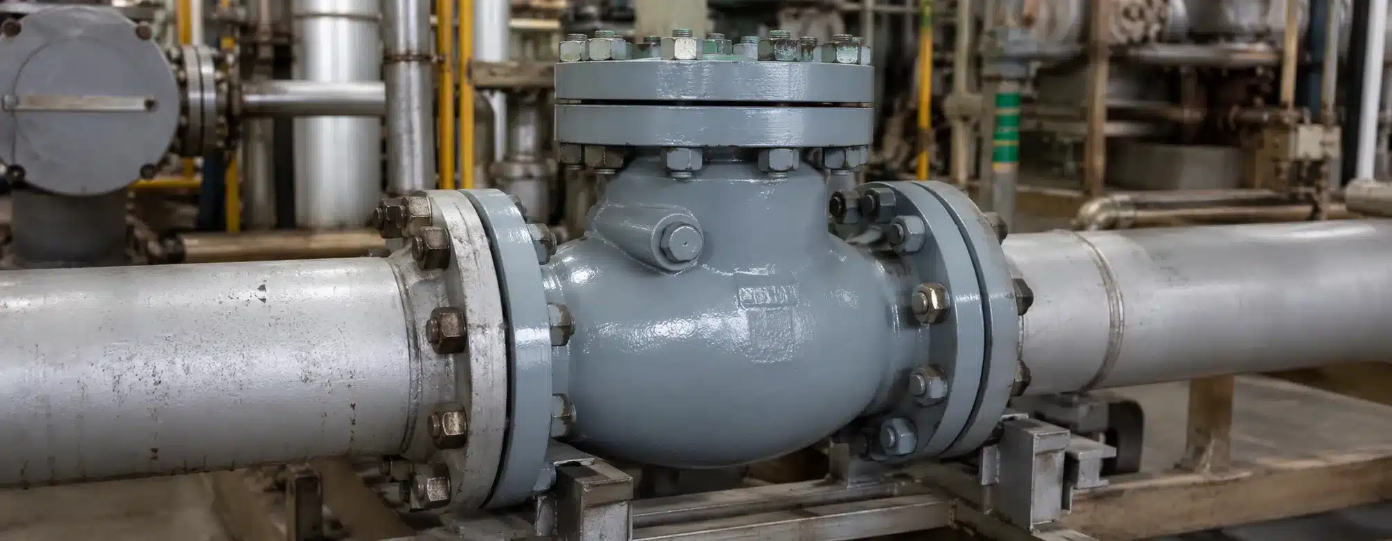 Industrial swing check valve installed in a pipeline
