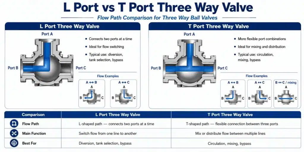 L Port Three Way Valve and T Port Three Way Valve