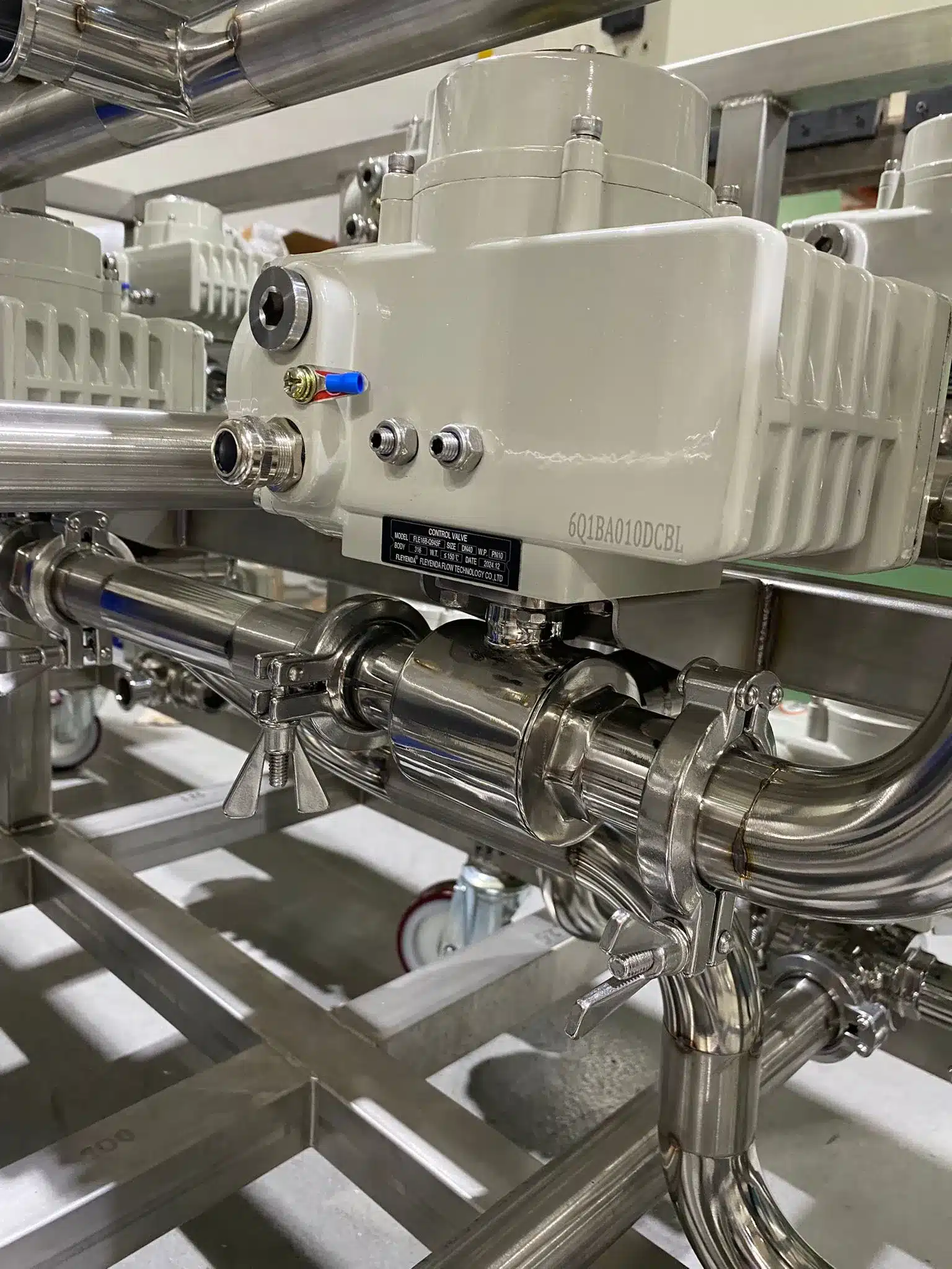 Motor operated valves installed in an industrial piping system