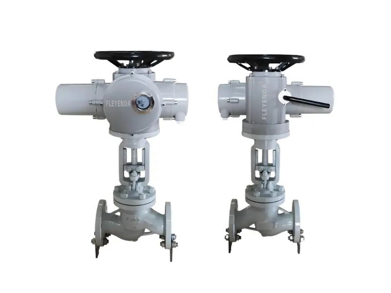 Motor-operated globe valve for flow regulation