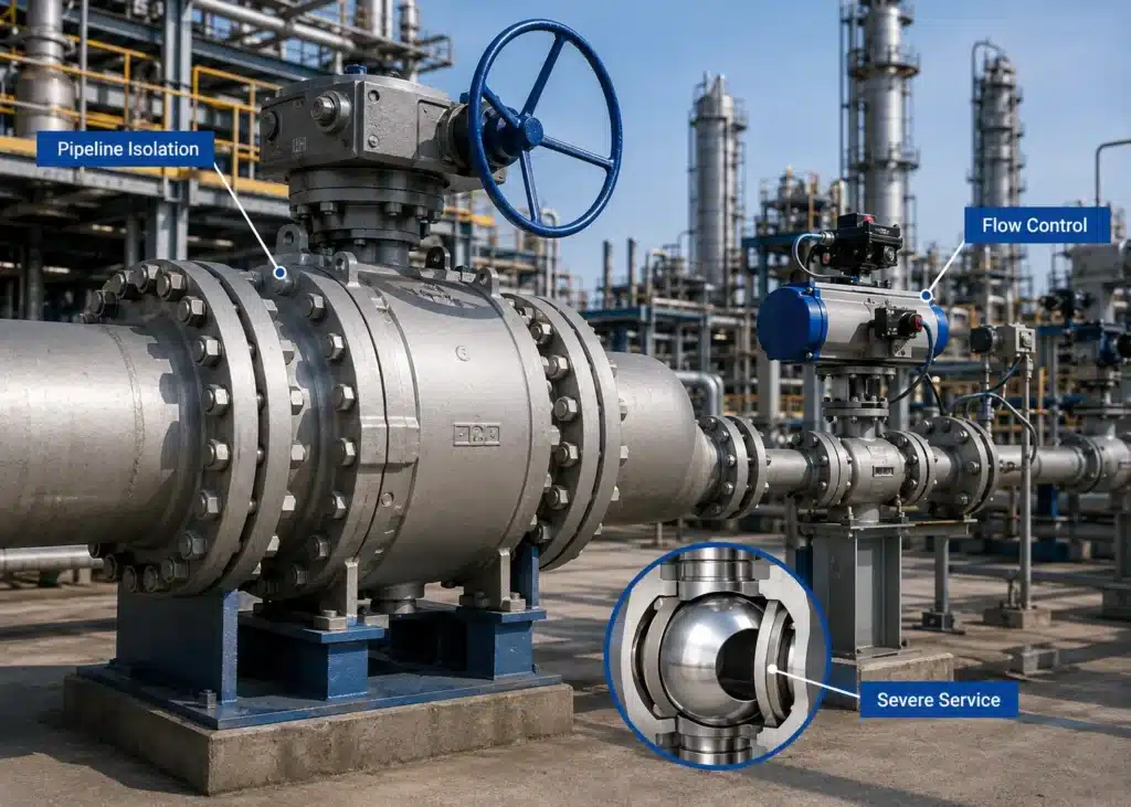 ball valve in pipeline