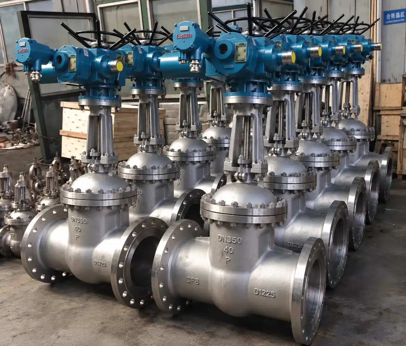 Industrial electric valve and motorised valve