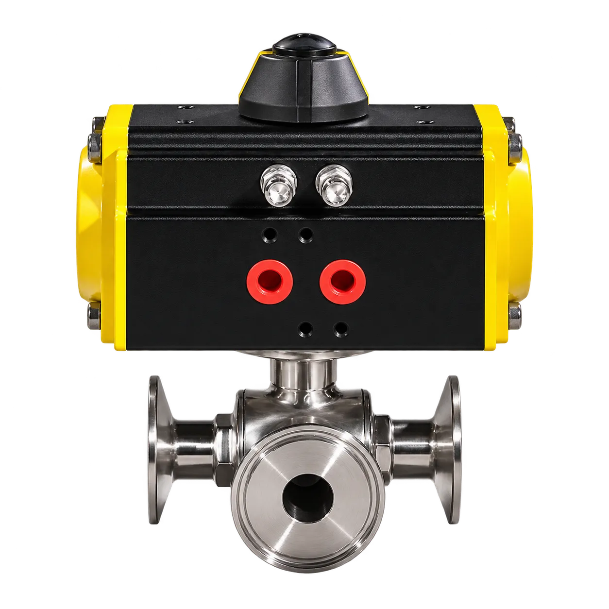 Fleyenda FAT-Q-3S pneumatic 3 way tri clamp sanitary ball valve